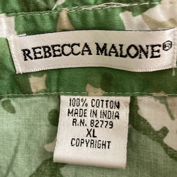 Rebecca Malone 100% Cotton Button Front Three Quarter Sleeve Top Size XL - Picture 8 of 9